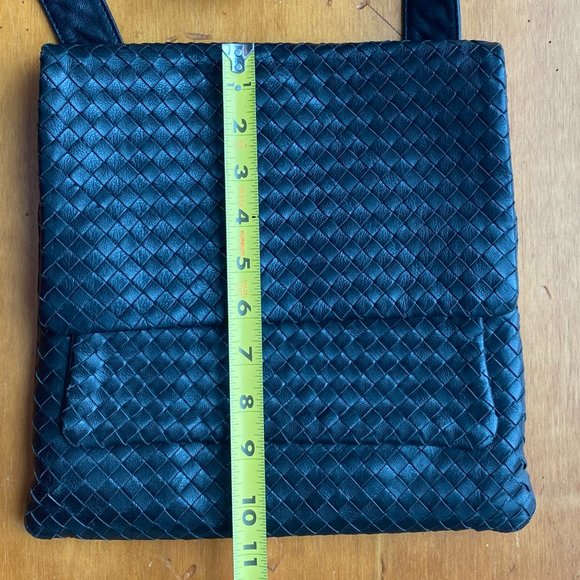 Timmy Woods Beverly Hills Woven Buttery Soft Leather Messenger Crossbody Handbag - Picture 14 of 16